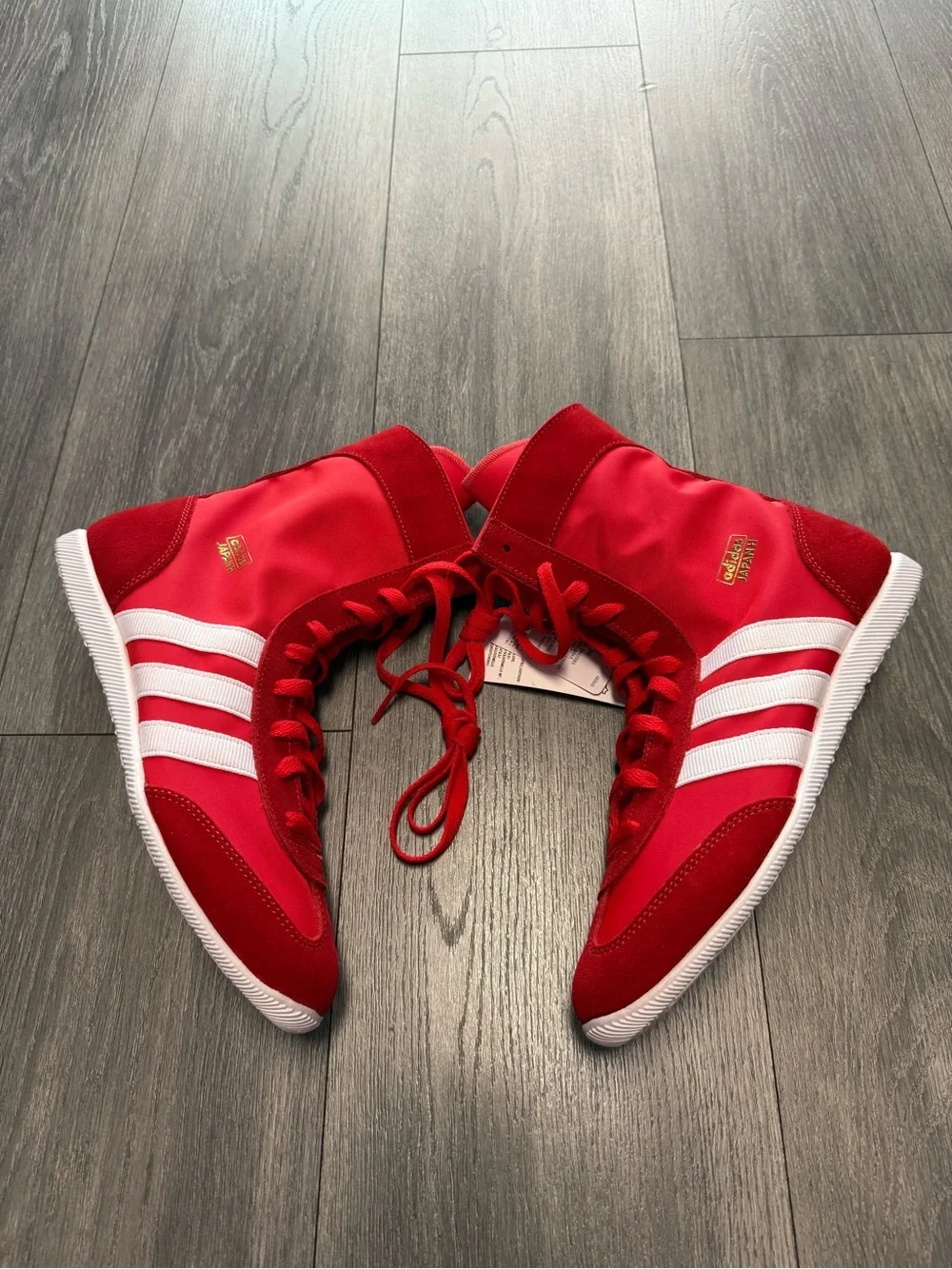 adidas Originals Japan H W Red White Gold Metallic Boxing Shoes JR8121 W Sz 8.5